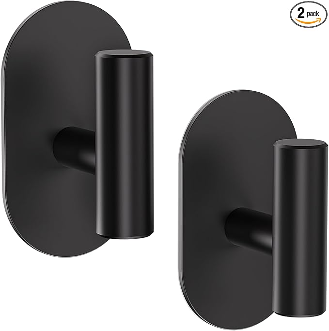 Black Adhesive Hooks Heavy Duty, Wall Hooks by Aikzik