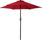Sunnydaze Outdoor Patio Umbrella - Polyester Table Market Umbrella with Push-Button Tilt and Crank - 6 Sturdy Ribs - Red - 7.5ft by SunnydazeDecor