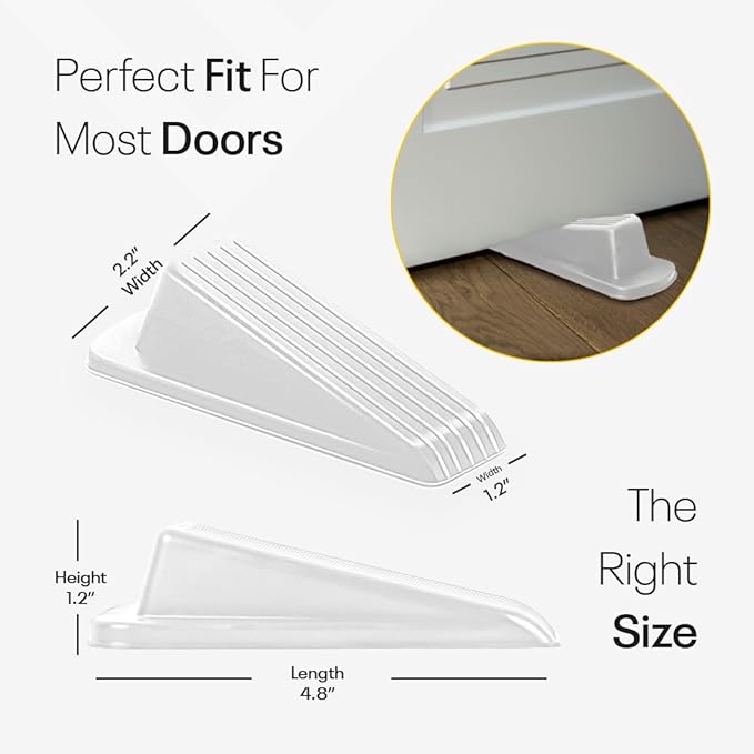 Door Stoppers for Bottom of Door – Rubber Door Stopper Wedge – Pack of 4 – Door - Image 2