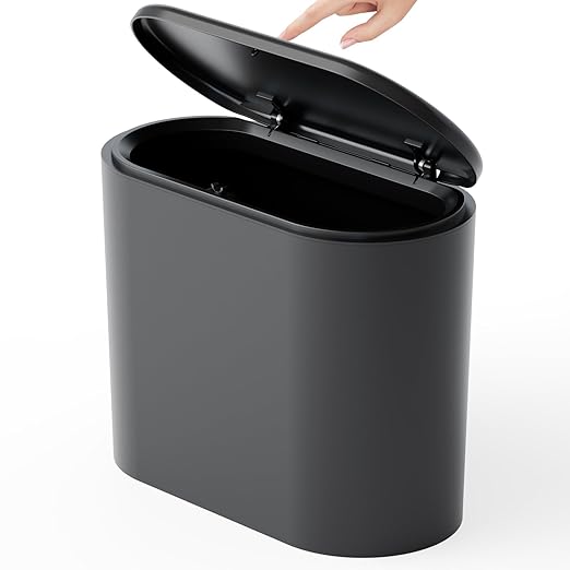 Yieach 3.17 Gallon Thin Small Black Bathroom Trash Can by Yieach