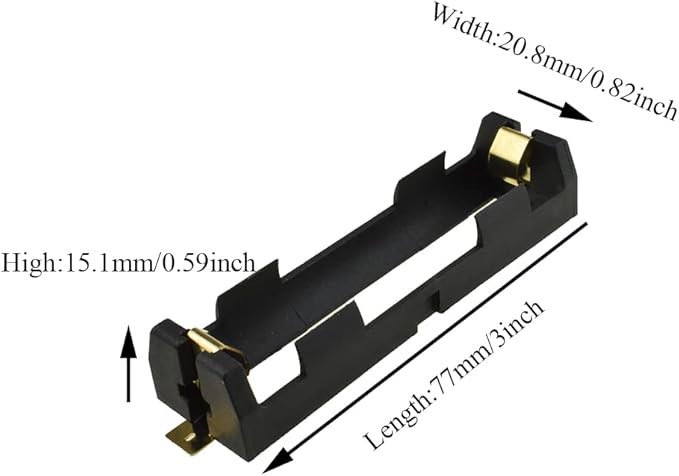 HAHIYO 18650 1 Slot Battery Holder Clip Storage Case Copper Good Contacts 3.7V - Image 2