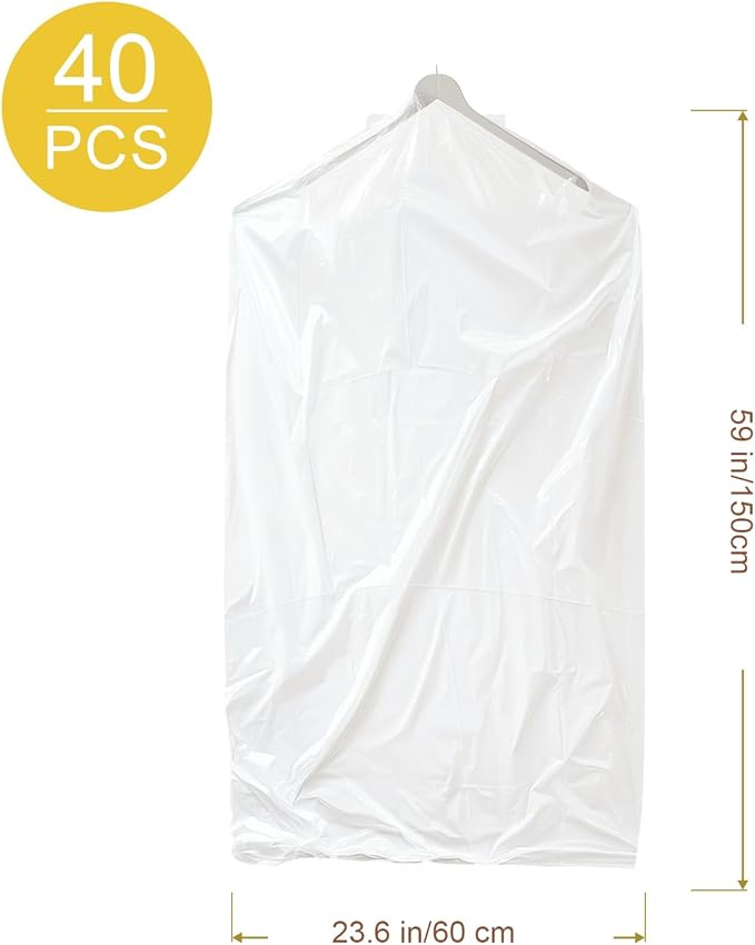 40 Pack Clear Garment Bags for Clothes - Image 2