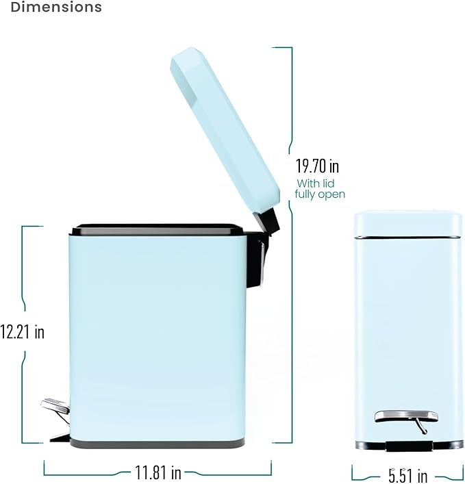 Home Zone Living 1.3 Gallon Small Bathroom Trash Can - Image 7