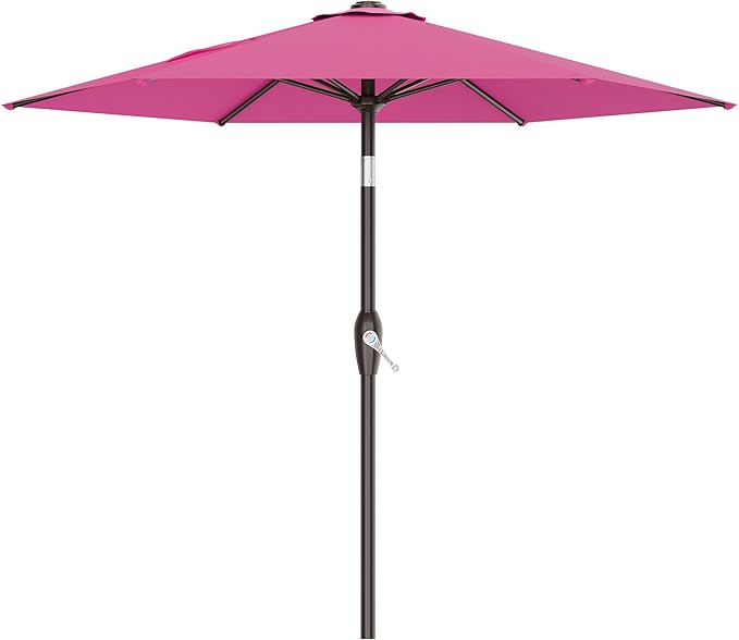 AreShark 7.5FT Patio Umbrella Table Market Umbrella with 6 Sturdy Ribs, Button Tilt/Crank, Heavy-Duty Outdoor Umbrellas for Pool, Deck, Garden and Backyard, Rose Pink by Unknown