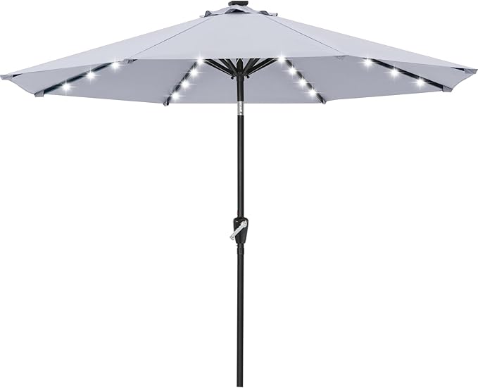 ABCCANOPY Durable Solar Led Patio Umbrellas with 32LED Lights 11FT (Grey) by ABCCANOPY
