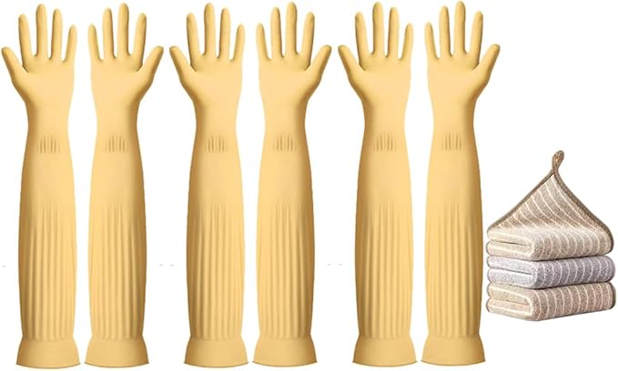 3- Pair 17.8 - Inch Elbow - Length Reusable Rubber Waterproof Household by Vsootal