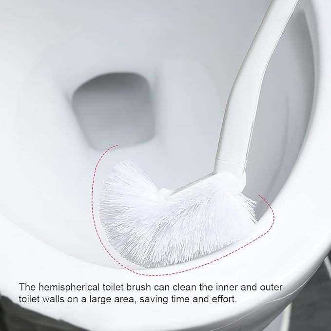 Baffect Curved Toilet Brush Plastic Long Antislip Grip Handle Toilet Cleaning - Image 5