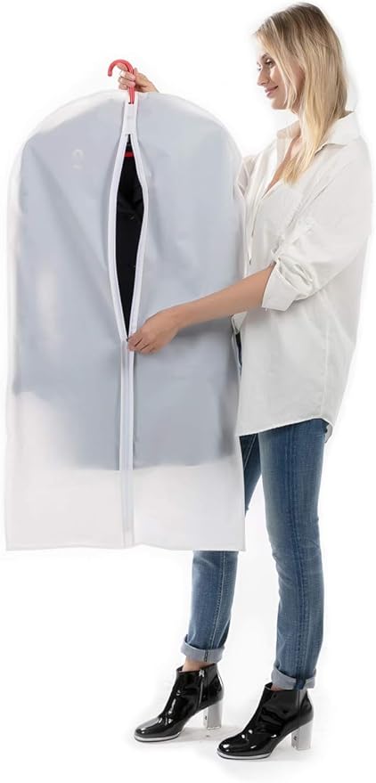 Garment Bags 12 Pack, 24 x 40 Hanging Clothes Storage Bags, Translucent PEVA - Image 8
