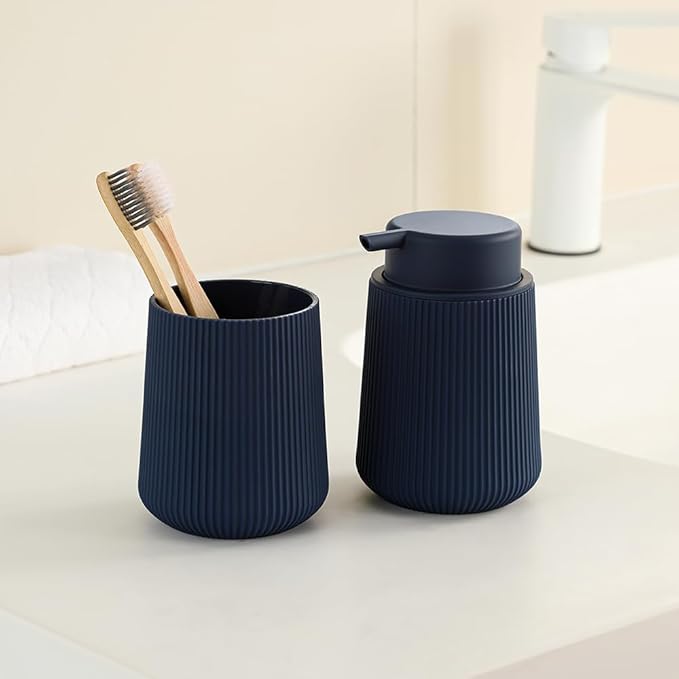 Navy Blue Striped Toothbrush Holder - Image 6