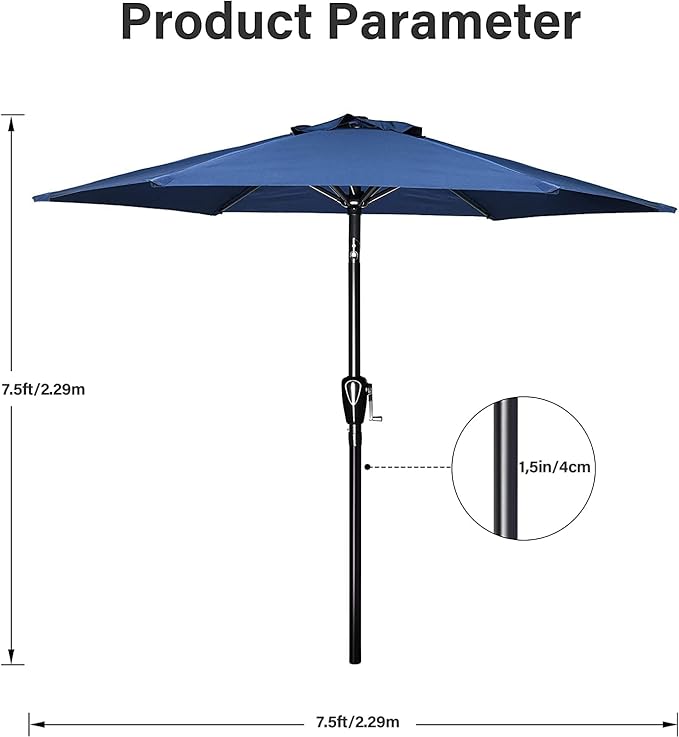 Simple Deluxe 9' Patio Umbrella Outdoor Table Market Yard Umbrella with Push Button Tilt/Crank - Image 5