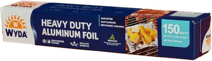 Wyda Heavy Duty Aluminum Foil – 150 Sq Ft |Strong Food-Grade by WydaPackaging