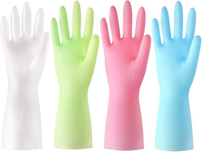 4 Pack Rubber Dishwashing Gloves by 1stmall