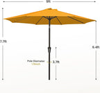 MEWAY 9ft Patio Umbrella Outdoor Table Umbrellas with Push Button Tilt and Crank, Market Umbrella 8 Sturdy Ribs for Deck, Garden, Pool and Backyard, Sun Orange - Image 7
