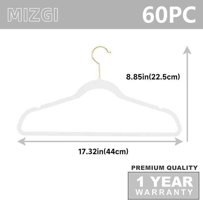 MIZGI Premium Velvet Hangers Pack 60 Pcs Heavyduty - Image 6