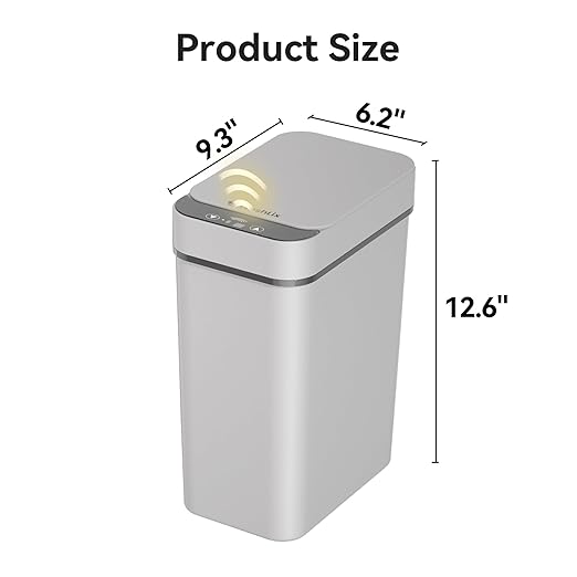 3 Pack Bathroom Trash Can 2.6 Gallon Small Touchless Automatic Motion Sensor - Image 2