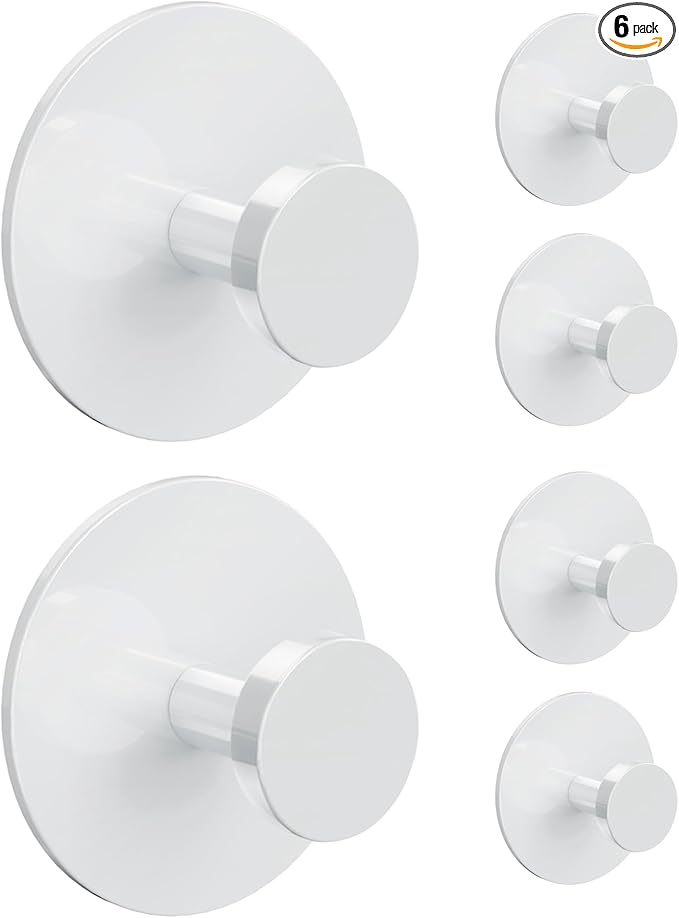 Adhesive Wall Hook for Coat and Towel: Extra Sticky 12 LB, Stainless Coat Rack by BUSSDIS