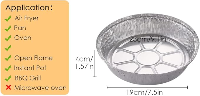 Non-Stick Round Disposable Air Fryer Aluminum Foil Liners 50PCS, Oil-Proof - Image 2