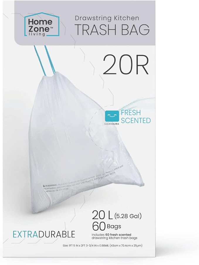 Home Zone Living 5.3 Gallon Kitchen Trash Bags by HomeZoneLiving