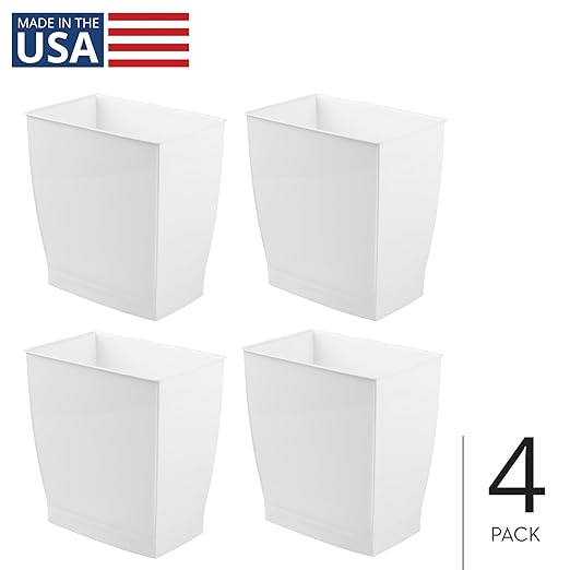 iDesign Small Plastic Bathroom Trash Can, Slim Rectangle Garbage Bin - Image 2