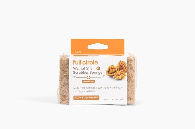 Full Circle Walnut Scrubber Sponges, Plant-Based & Recycled Kitchen Sponges by FULLCIRCLE