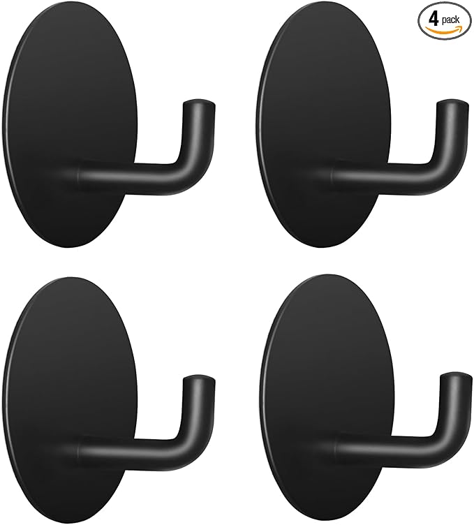 Adhesive Hooks for Bathrooms, 4 Piece Towel Hooks for Hanging Hat Robe Coat by LACHILL