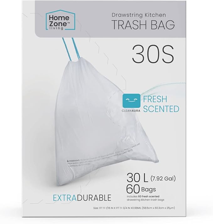 Home Zone Living 8 Gallon Kitchen Trash Bags by HomeZoneLiving