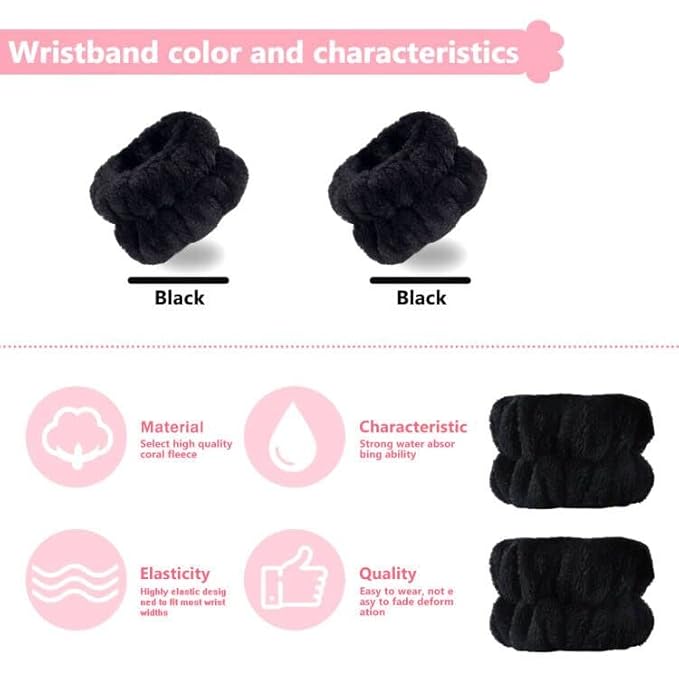 2pcs Wrist Bands for Washing Face, Microfiber Face Washing Wristbands, Arm - Image 2