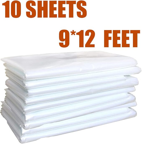 10 Pieces Plastic Drop Sheets for Painting, Waterproof and Dust-Proof Clear - Image 2