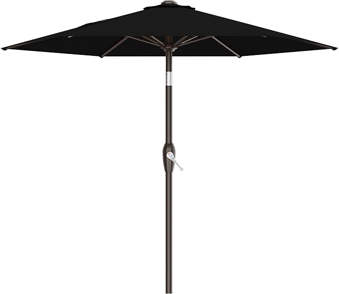 AreShark 7.5FT Patio Umbrella Table Market Umbrella with 6 Sturdy Ribs, Button Tilt/Crank, Heavy-Duty Outdoor Umbrellas for Pool, Deck, Garden and Backyard, Black by Unknown