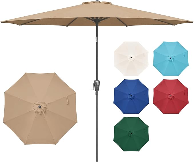 Simple Deluxe 9' Patio Umbrella Outdoor Table Market Yard Umbrella with Push Button Tilt/Crank by SimpleDeluxe