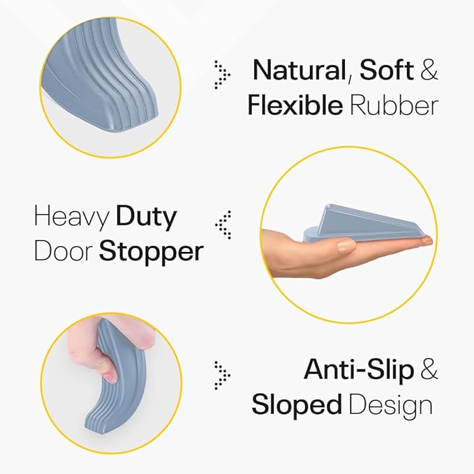 Door Stoppers for Bottom of Door – Rubber Door Stopper Wedge – Pack of 4 – Door - Image 7