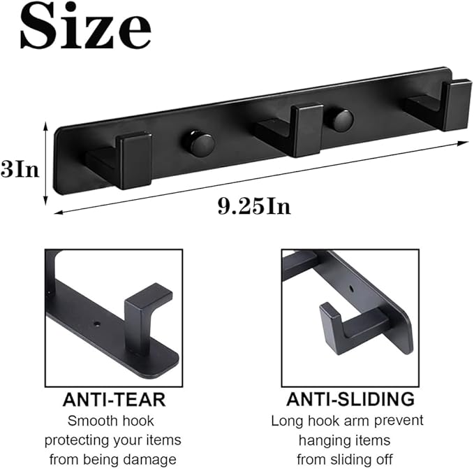 Coat Rack, Heavy Duty Stainless Steel 9 Tri Coat Hook Hanger, Wall Mounted Wall - Image 5