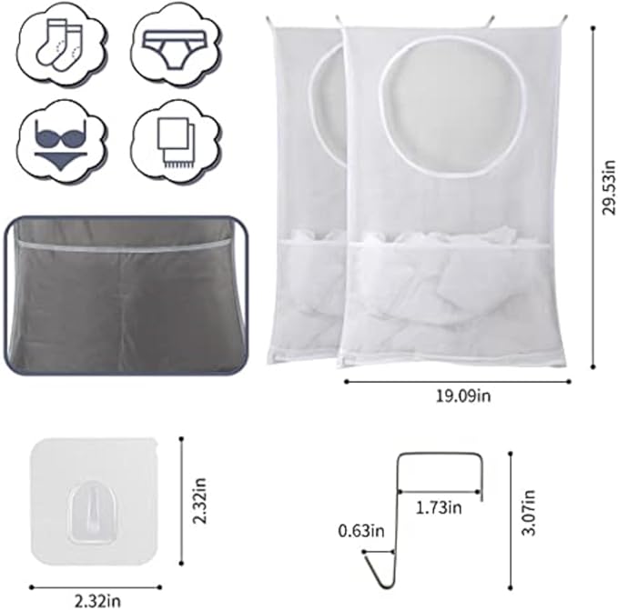 Hanging Laundry Hamper, Over The Door Laundry Hamper, Mesh Hanging Laundry Bag - Image 4