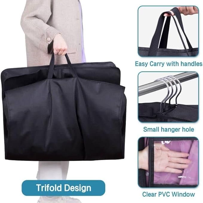 KIMBORA 60" Dress Garment Bags for Hanging Clothes Travel, Gusseted Garment - Image 5