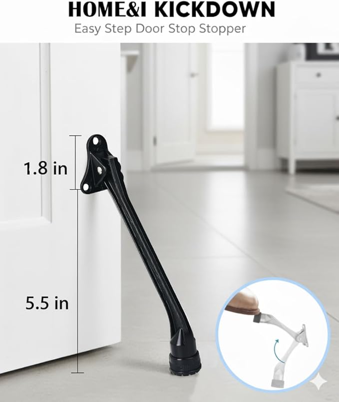 HOME&I Kickdown Door Stopper, 7-Inch Door Holder Kick Door Kickstand Rubber Foot - Image 2