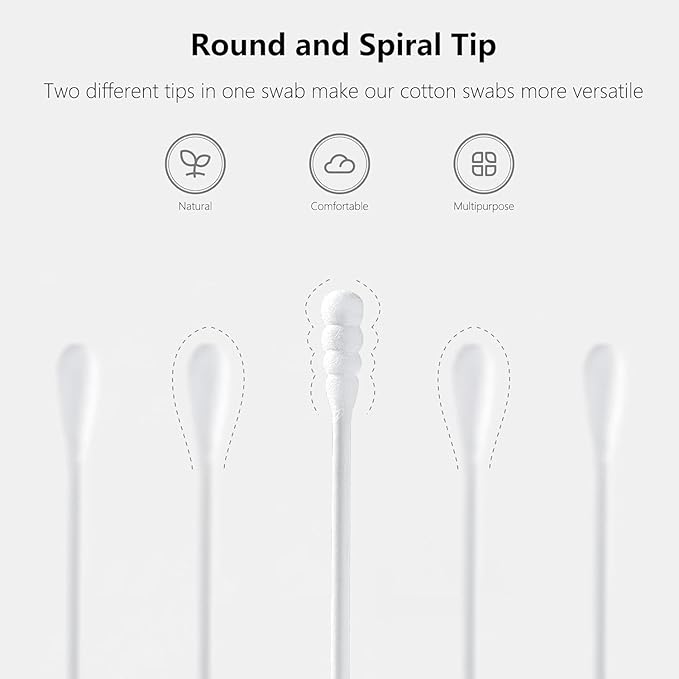 500pcs Tiny Cotton Buds, with Round & Spiral, Suitable - Image 2
