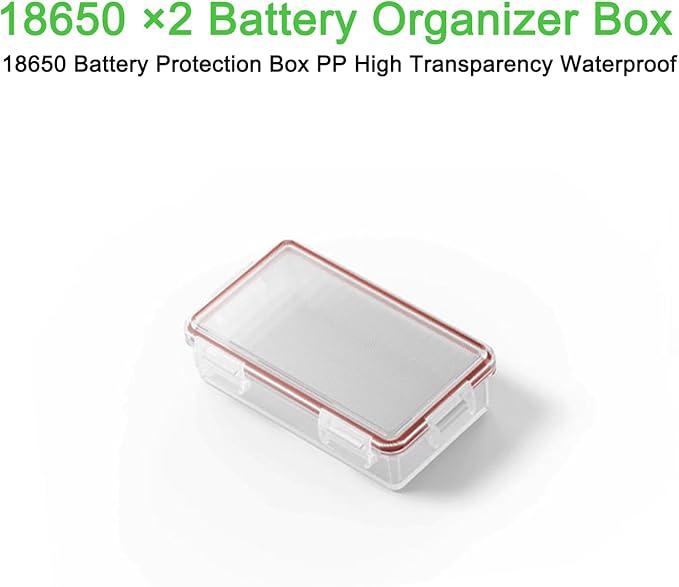 Fielect 2 x 18650 Battery Storage Case Holder Organizer Box Transparent 2Pcs - Image 3