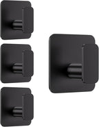 Black Hooks for Hanging Heavy Duty, Adhesive Hooks for Shower, Waterproof & by Aikzik
