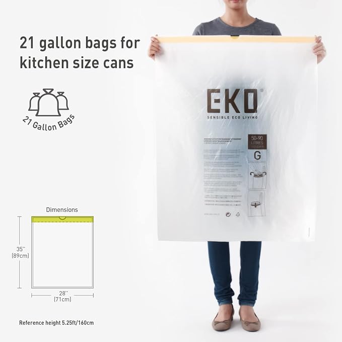 EKO 21 Gallon / 50-90 Liter, Extra-Strong Unscented Garbage Bags, Easy-Dispense - Image 6