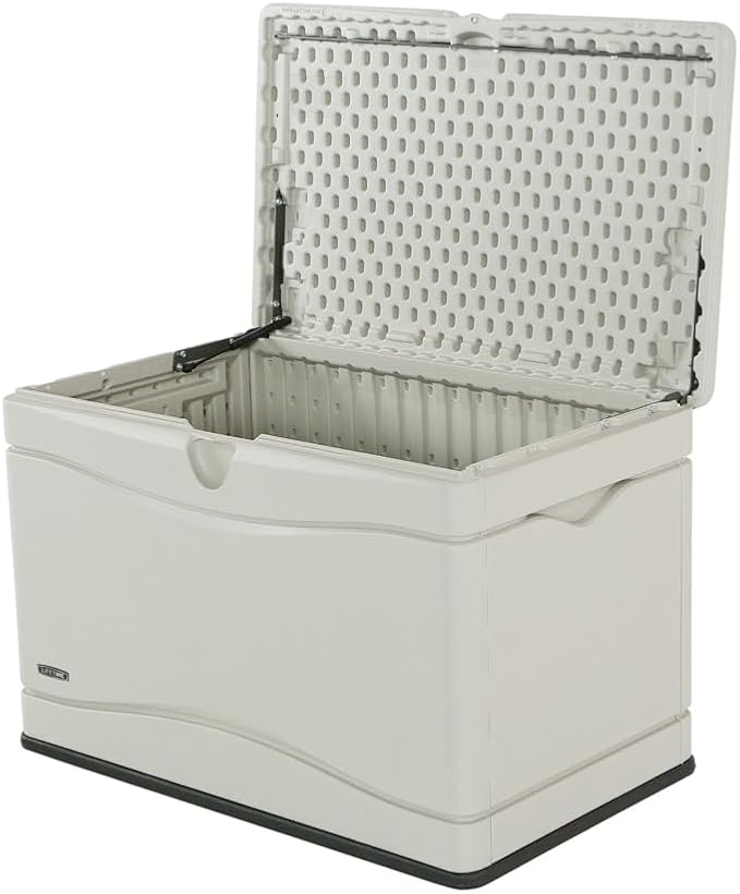 LIFETIME 60059 Black Bottom & Desert (Tan) Sides and Lid Outdoor Storage Box-80 Gal, 80 Gallon, Desert Sand - Image 4