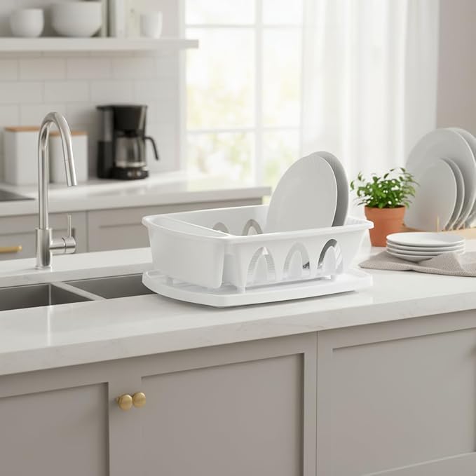 Tribello Sink Dish Drying Rack, Large Heavy Duty Hard Plastic Sink Set - Image 6