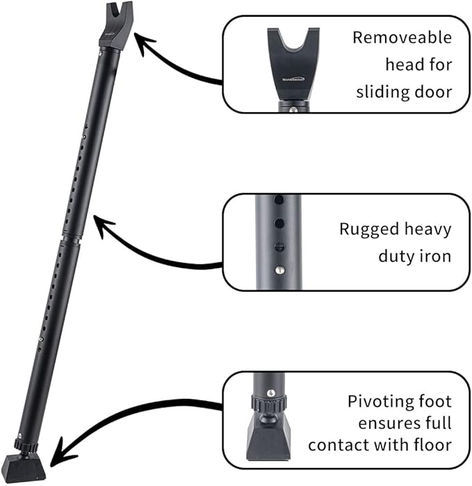 2-in-1 Door Security Bar & Sliding Patio Door Stopper Security Jammer Bar Child - Image 6