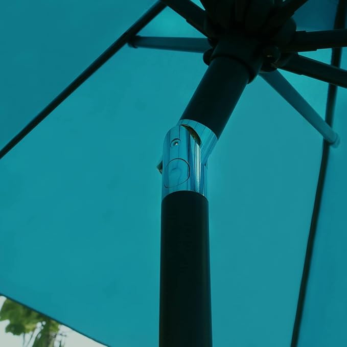 Sunnyglade 9' Patio Umbrella Outdoor Table Umbrella with 8 Sturdy Ribs (Teal Blue) - Image 5