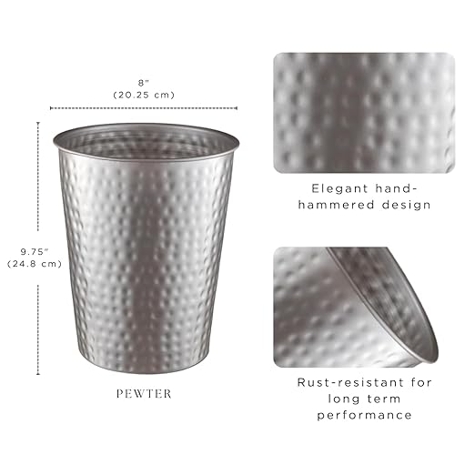 Monarch Abode Metal Bathroom Trash Can – Waste Basket - Image 2