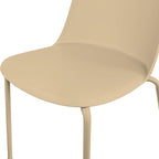2xhome Set of 2 Modern Stackable Armless Dining Chairs | Plastic Shell Seat with Metal Legs | Indoor or Outdoor Use | Home Kitchen Patio, Beige - Image 8