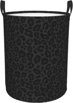 Black Leopard Print Laundry Hamper Bag - Image 9