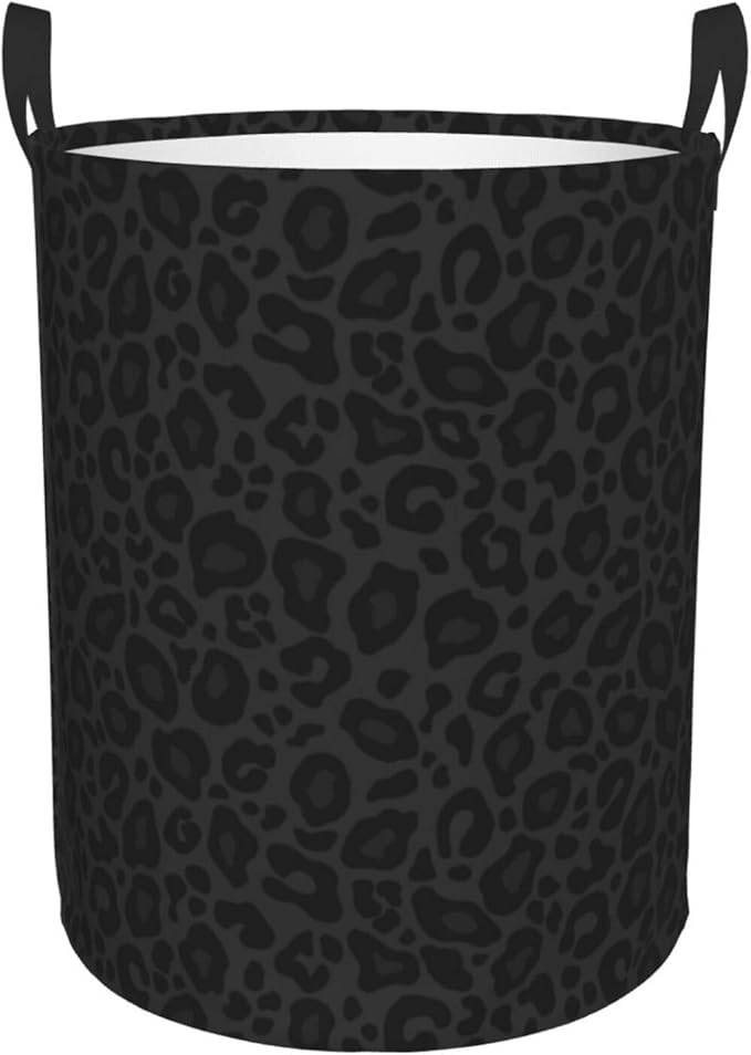 Black Leopard Print Laundry Hamper Bag - Image 9
