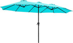 SUPERJARE 15FT Outdoor Umbrella for Patio, Double sided Pool Umbrellas with Fade Resistant Canopy, Large Table Umbrella for Deck, Market, Backyard - Light Blue by SUPERJARE