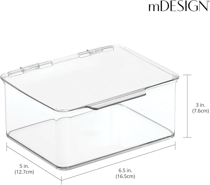 mDesign Small Plastic Home Office Storage Organizer Box Containers w/Hinged Lid - Image 4