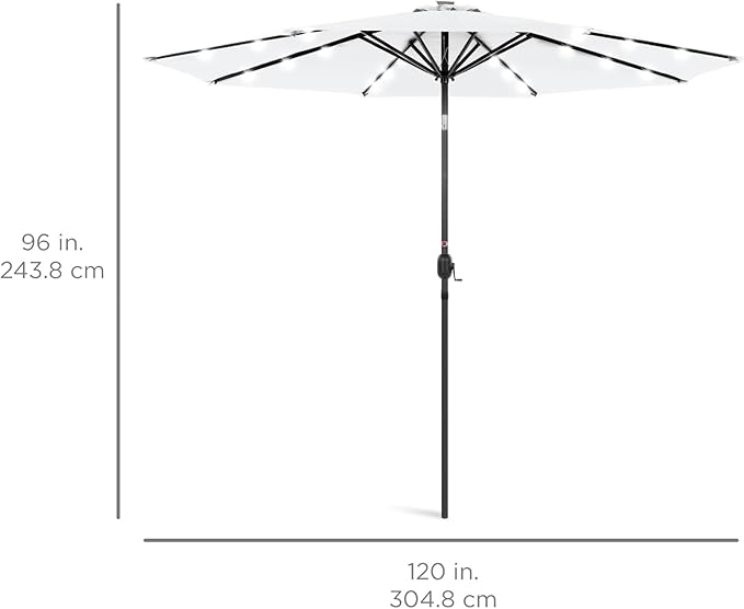 Best Choice Products 10ft Solar Polyester LED Lighted Patio Umbrella w/Tilt Adjustment and UV-Resistant Fabric - Image 7